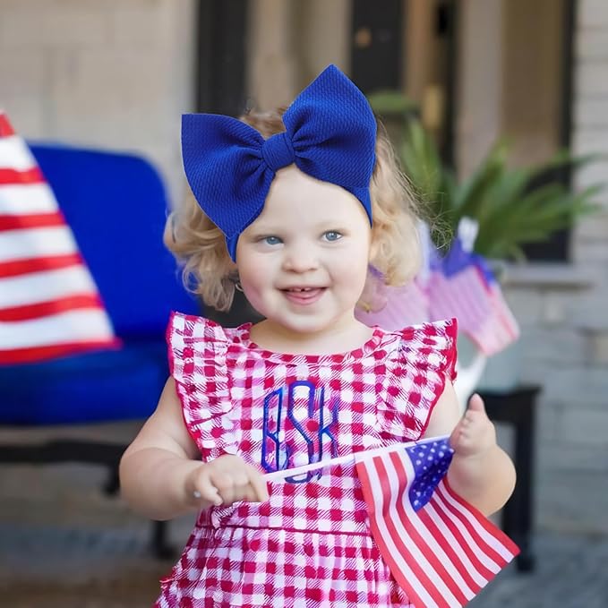 National Police Week Headbands for Girls Baby Bows Newborn Headbands 6" Police Support Wreath Bows Blue Black Stripe Toddler Hair Accessories