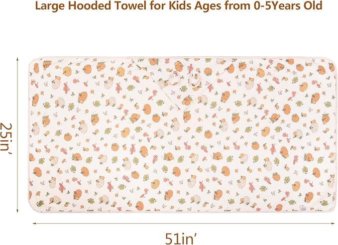 Hooded Towel Muslin Hooded Towel Made from Organic Cotton 6-Layer Cotton Bath Towel, Soft Bath Towels 25x51inches for Toddler Baby