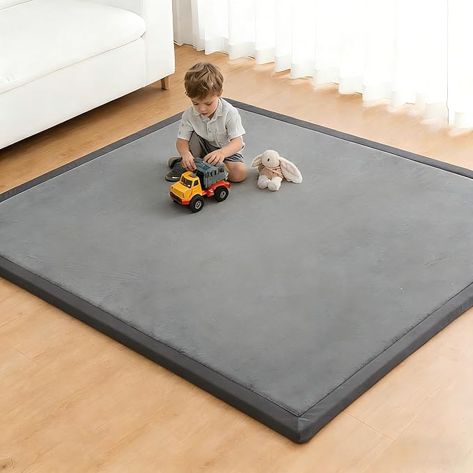 RONGFA Baby Play Mat for Floor,1.3" Thick Elasti-Foam Playpen Mat for Tummy Time, Easy Care with Non-Slip Cushioned for Infant,Kids and Toddler Crawling