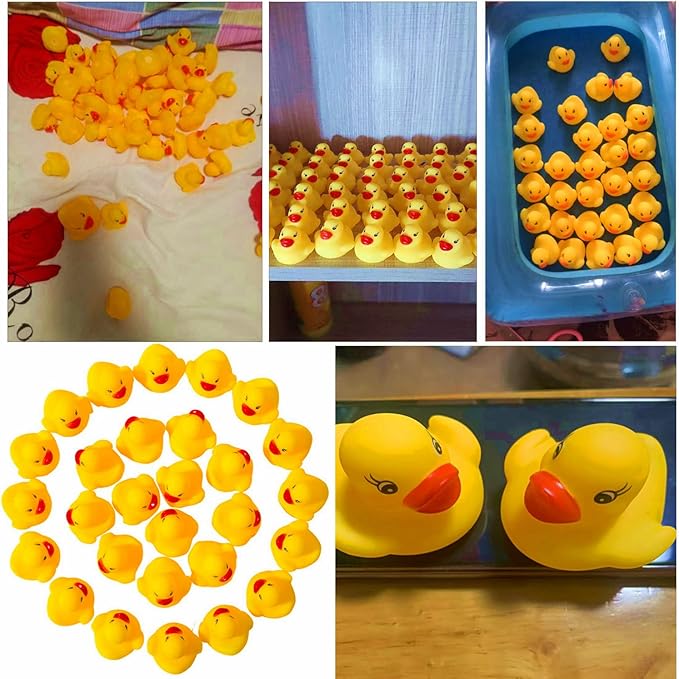 31-Pieces Float & Squeak Mini Rubber Duck Baby Bath Ducky Sound ShowerToys for Kids Celebrate The Joy of The Children
