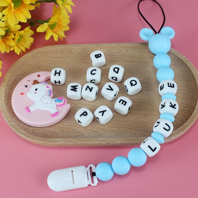 Personalized Pacifier Clip with Name, Pacifier Holder Clips Customized with Name, Paci Clip with Mouse Head Design for Baby