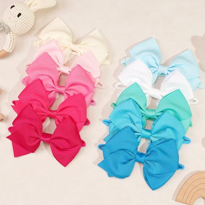 CÉLLOT 30 Colors Baby Bow Headbands 5" Hair Bows Super Soft Nylon Headbands for Baby Girls Infants preemie and Newborn Kids Hair Accessories