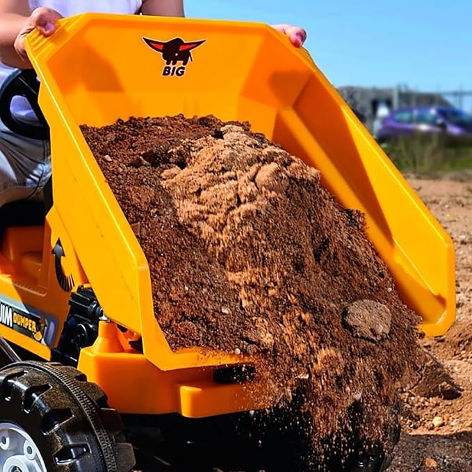 Big: Jim Dumper Ride-On - Tractor Farm & Construction Toy Vehicle, Truck w/Tipping Bed, Steering Wheel, Horn, Adjustable Seat, Outdoor Play, Kids 3+