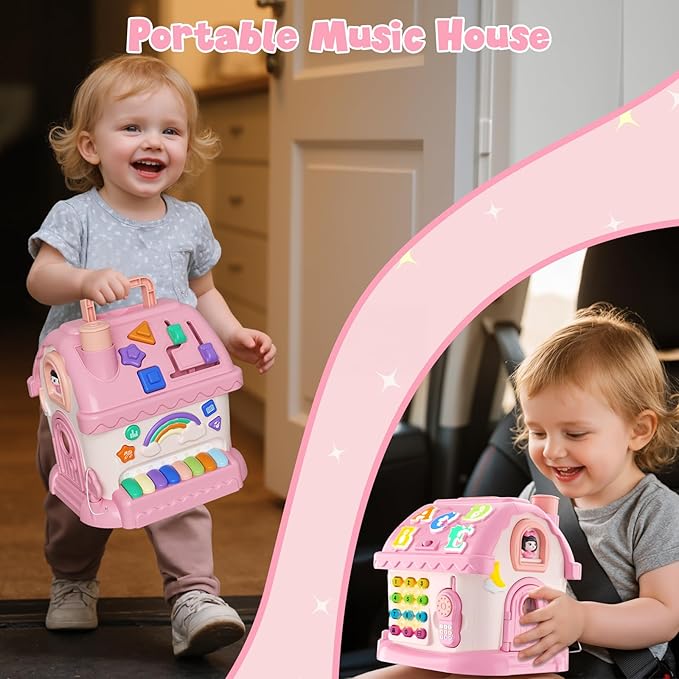 HYES Toys for 1 Year Old Girl Gifts, Musical House Learning Toddler Toys with Story, Letter, Games 1st First Birthday Gifts for Girls 6-12 12-18 Months