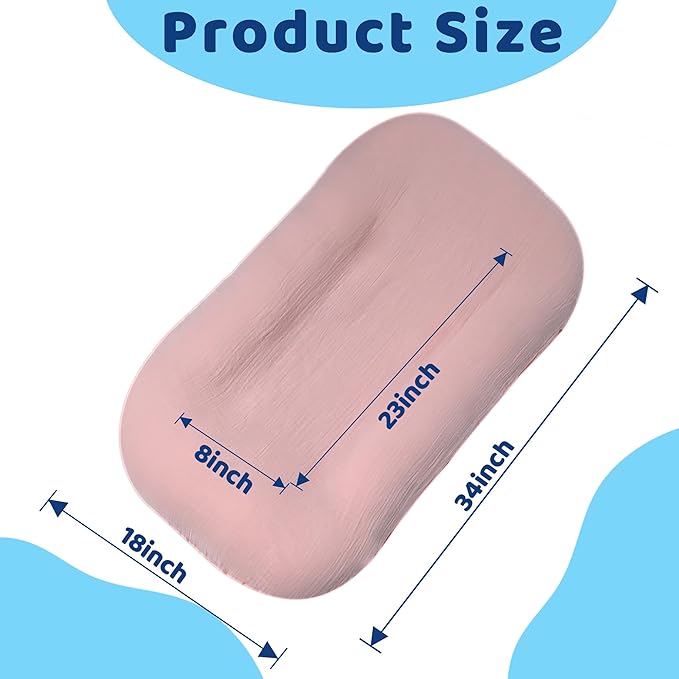 Baby Lounger, Newborn Lounger with Breathable & Soft Cover for Floor, Couch & Travel, 0-24 Months Newborn Babies Essentials Gifts. Pink (1 Cover Included)