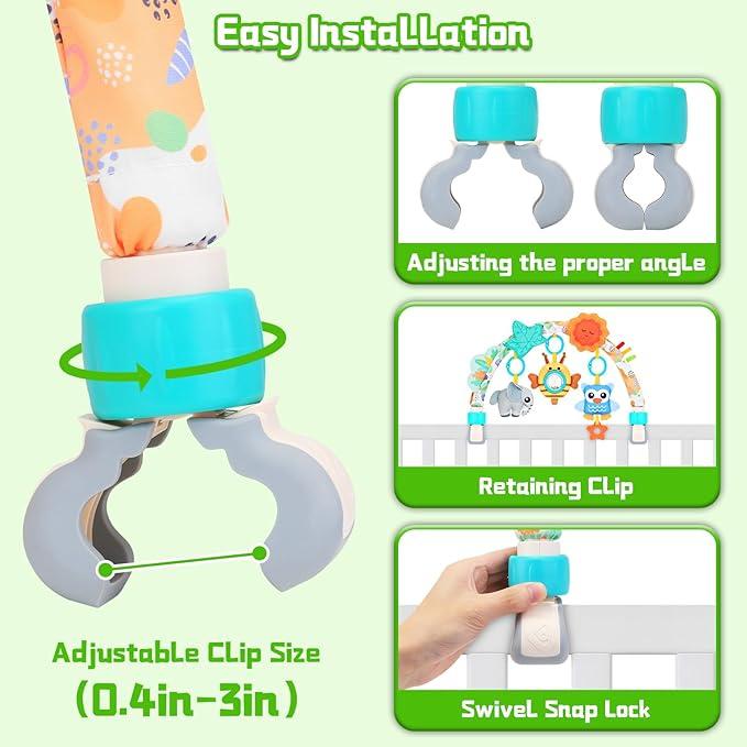 Car Seat Toys for Babies 0-6 Months,Arch Stroller Toys for Infant 0-6 Months,Mobile for Bassinet Bouncer Hanging Toys Fit for Crib,Stroller,Car Seat Shower Gifts for Baby 6-12 Months(Animals)