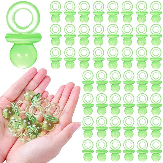 48 Pcs Acrylic Pacifiers for Baby Shower Game Boy Girl, 1.75’’ Baby Shower Pacifiers, Bulk Pacifier for Hunt Games, Decoration DIY, Gender Reveal Table Scatter, Party Favors(Green)