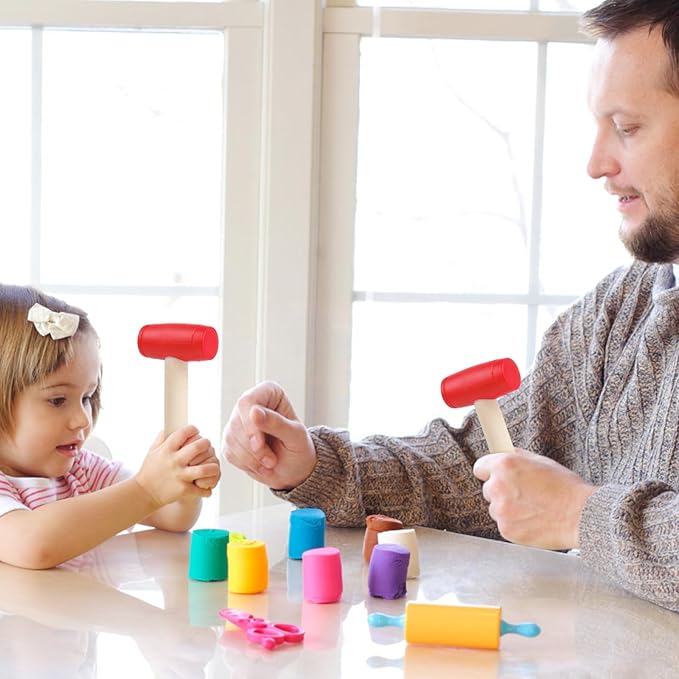 3pcs Toy Hammer Simulation Wooden Hammers Plastic Toddler Hammer SmallPortable Kids Maintenance Tools Toys Pretend Fake Mallet Hammers for Boys Girls