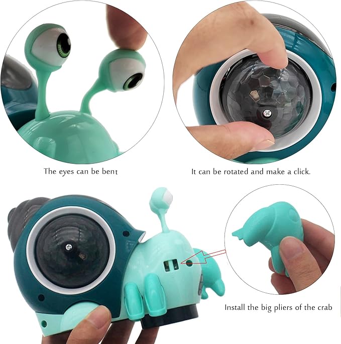 Tipmant Baby Toddler Electric Crab Cute Electronic Animal Vehicle Car Toy Crawl, Play Music, Luminous Light Kids Birthday (Green)