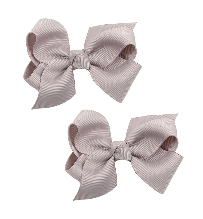 Baby Girl's 2Pcs Cute 3 Inch Pure Color Bow-knot Hair Clip for Photography Travel Daily Life (Grey)