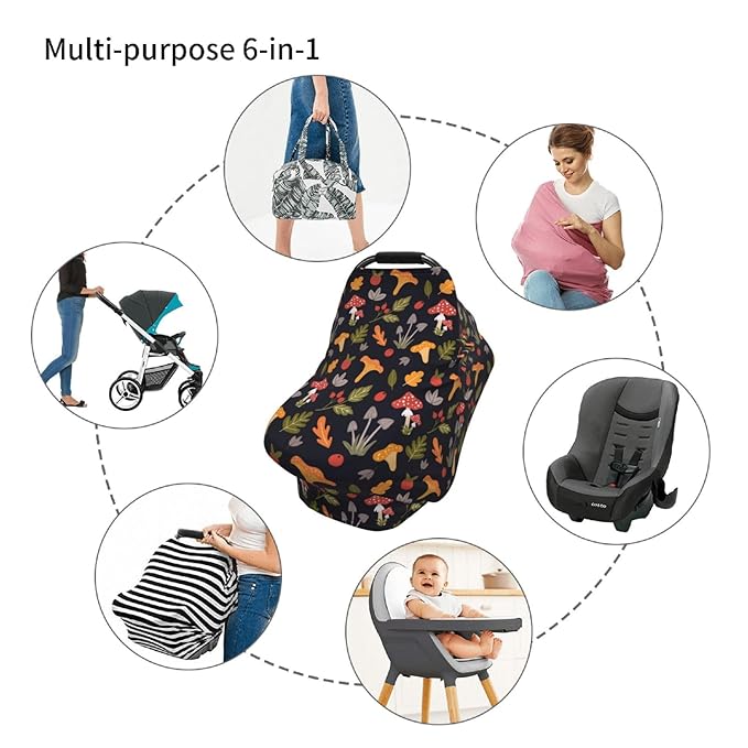 Mushroom Baby Car Seat Covers Multi-use Carseat Canopy for Boys and Girls Stretchy Infant Carseat Cover Shower Gifts