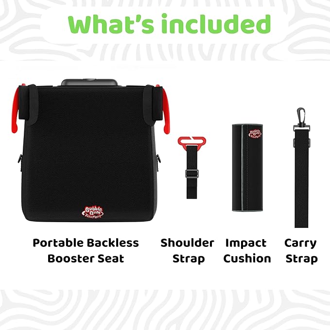 BubbleBum Teleport Backless Booster Car Seat, Kids Booster Seat for Car 40-100 lbs, Telescopic Portable Carseat, Ideal for Everyday Use and Foldable for Travel, 4 Year Old + Child/Toddler - Black