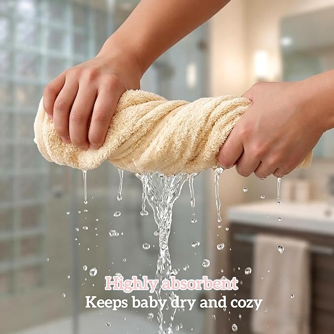 Baby Hooded Towel 2 Pack Bath Towels for Newborn with Animal Design Shower Essentials for Baby Girl Boy and Toddler (Camel & Beige, Medium)