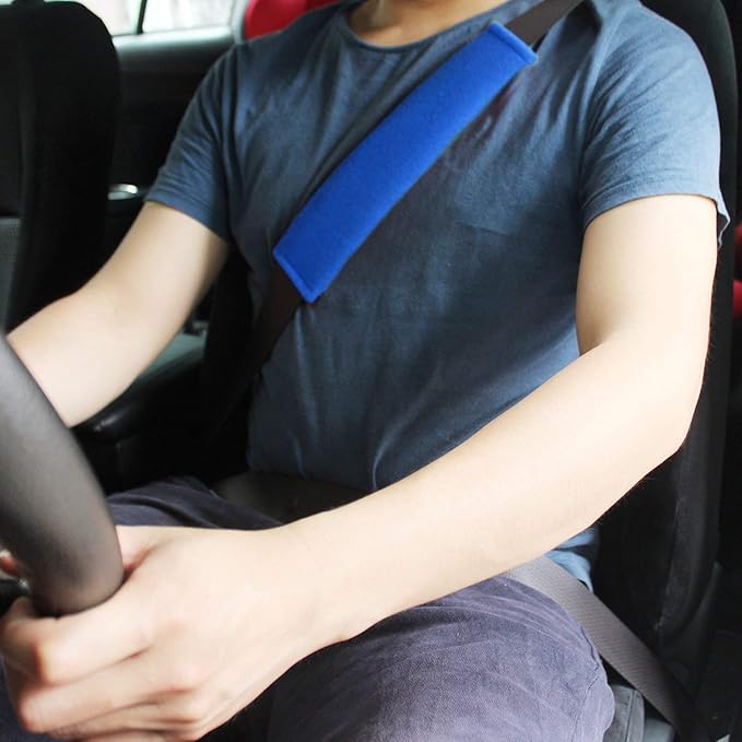 Car Seat Belt Pad Cover kit,2-Pack Soft Car Safety Seat Belt Strap Shoulder Pad for Adults and Children (Blue)