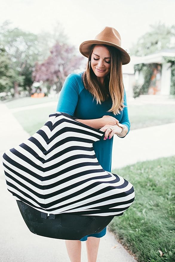 Multi-Use Nursing Breastfeeding Cover Baby Car Set Cover Canopy Shopping Cart Cover Swaddle Blanket for Infants Newborns Toddlers Shower Gift (The Classic)