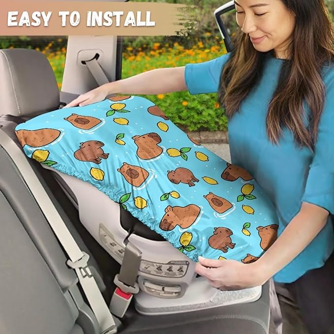 Capybara Car Seat Cover Baby Car Seat Sun Shade Cover with Elastic Band, Foldable Carseat Covers Keep Baby Cool and Child Safety for Travel