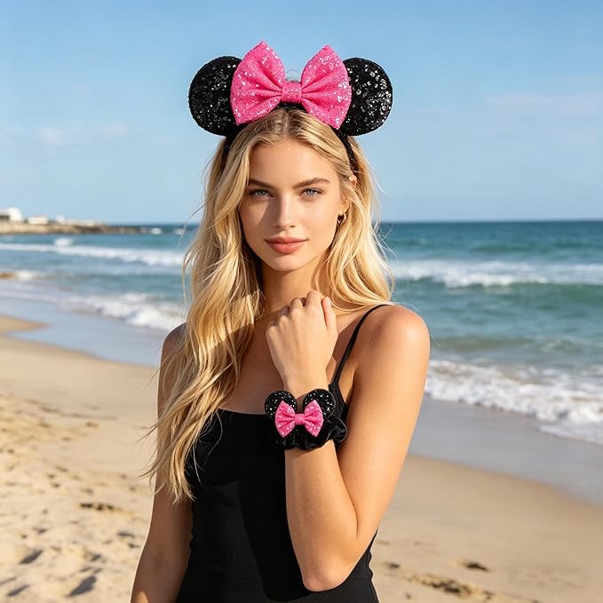 bianbaistar Newborn Bows for Girls Toddler Hair Bows Elastic Adjustable Headband Mouse Ears Scrunchies Essencial Accessories for Trip Headwear for Women (Angelbow)
