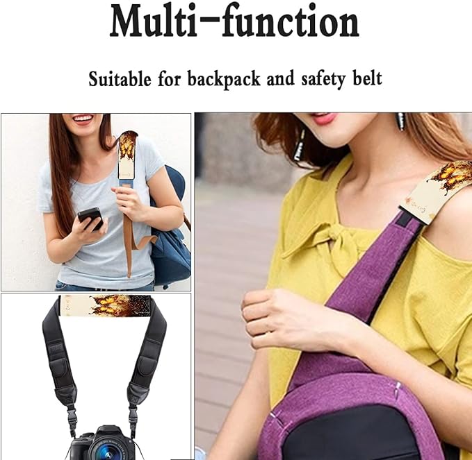 AFPANQZ Golden Butterfly Seat Belt Pads Covers Universal Fit for Truck Vans Sedans SUVs Safety Seatbelt Pad Cushion Comfortable Driving Car Seats Accessories One Pair
