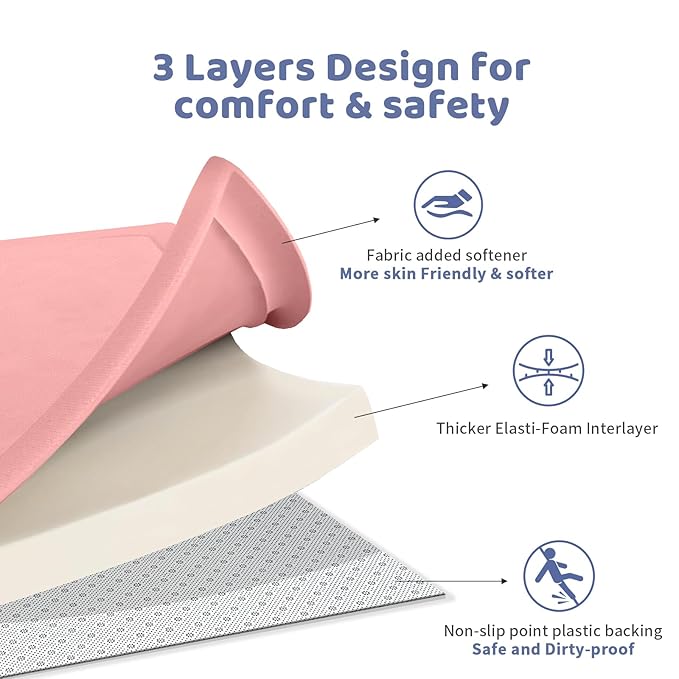 2-Inch Extra Thick Baby Play Mat for Floor, 79"x59" Large Ultra Soft Pink Rug, Nursery Rug with Powder-Free Memory Foam & Non-Slip Base for Tummy Time, Perfect for Baby Girl Room Decor