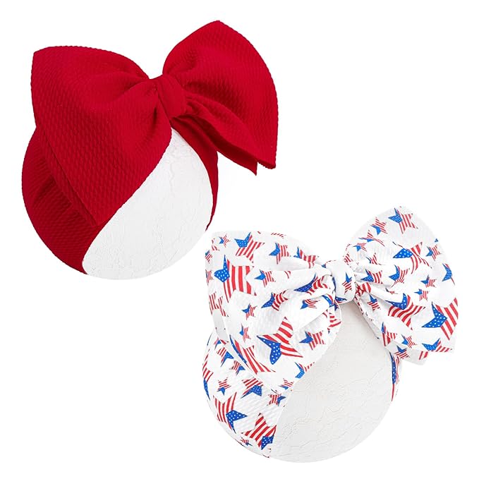 4th July 7” Large Baby Bows for Baby Girls Hairband Hair Accessories 2pcs/Pack