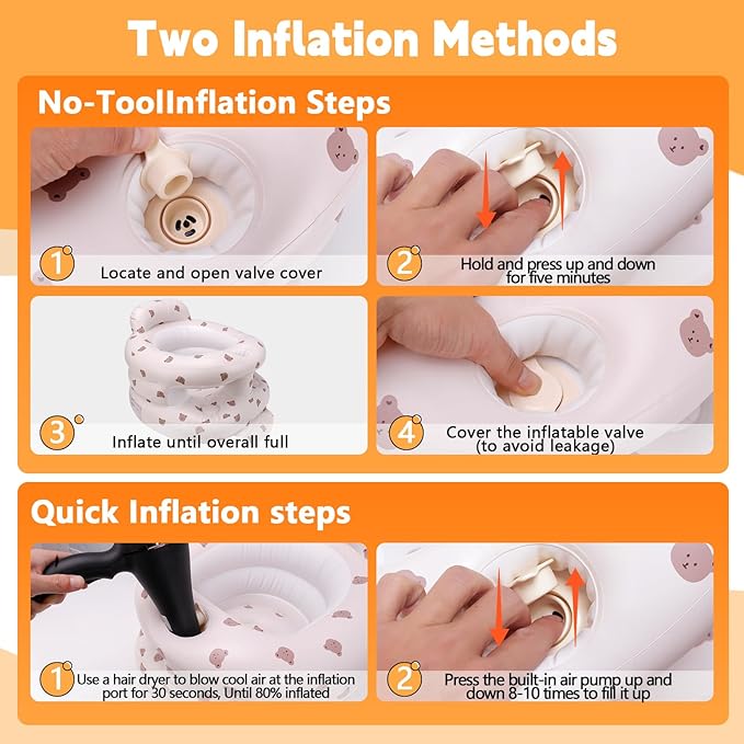 Inflatable Baby Seat for Babies 3 Months & Up, Inflatable Baby Support Seat for Sitting Up, Toddler Baby Floor Chair with Built in Air Pump, Upgrade Water Injection Function, More Stable (Color#01)