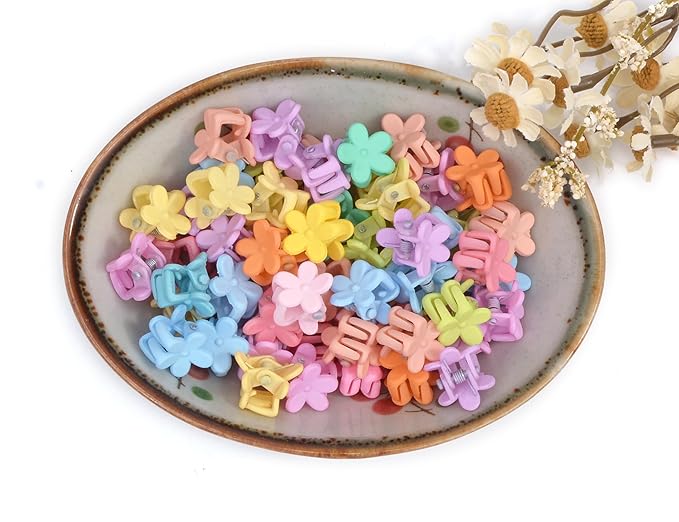 50 Pcs Colorful Mini Hair Claw Small Hair Clips Clamps Hair Accessories for Baby Girl Decorative Bun Tiny Hair Clips (Set-E)