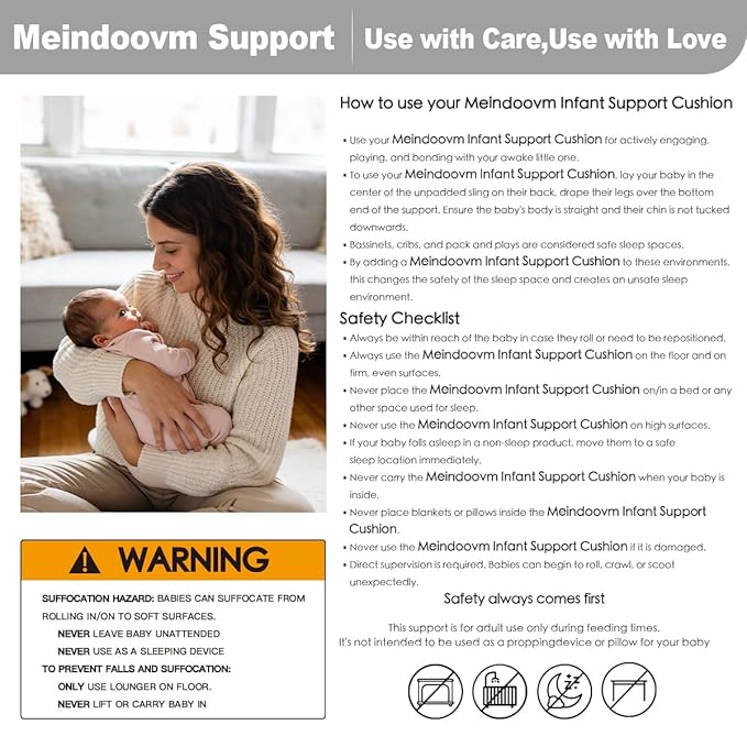 Infant Support Cushion - Baby Support Cushion for Newborn, 0-24 Months, Portable Tummy Time Mat for Home and Travel, Soft Cotton, Supervised Use, Baby Essentials Gift - White (Cover Included)