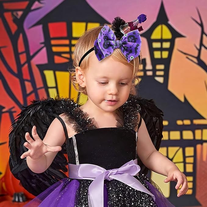 Halloween Baby Girl Headbands with Bows for Newborn Hair Accessories Orange Hair Bow Pumpkin Nylon Halloween Hairbands 3 PCS