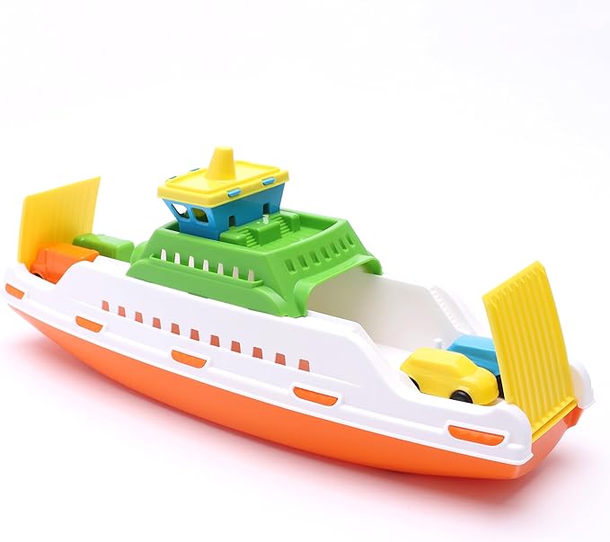 Toyland® 39cm (15") Colourful Ferry Boat with Moveable Ramps & 4 Mini Cars - Kids Floating Water Toy - Pool & Bathtime Toys - 3 Years+