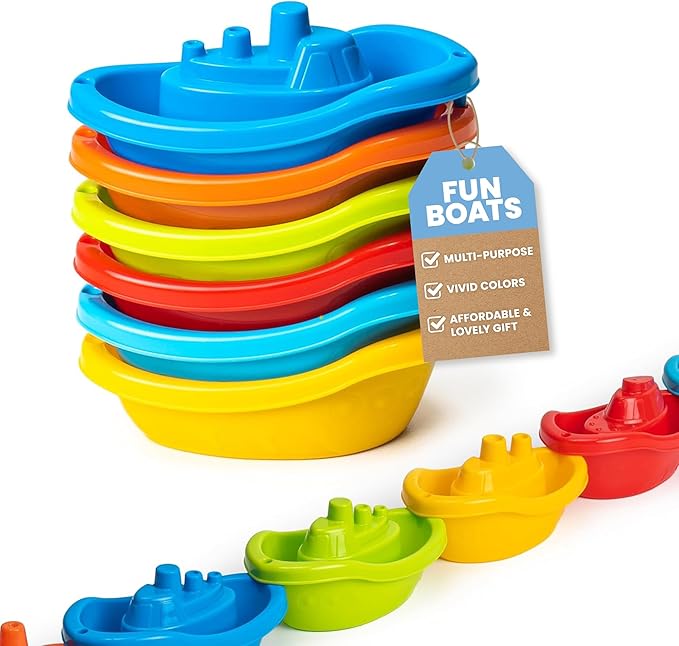 Stackable Toy Boat – 6pcs Educational Water Toys for Toddlers 1-3, Baby Pool Essentials, Baby Bath Toys for Kids Ages 1-3 & Toddler Pool Toy for 1 Year Old & Up, Fun Accessories for Bathtime
