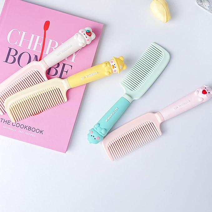 Finest-Teeth Children's Hair Comb & Brush Set for Newborns to Infant Girls with Long Teeth for Cleaning & Massage