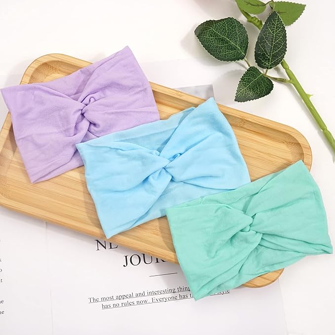 15PCS Baby Nylon Headbands 5 inches Handmade Cross Elastic Headbands for Baby Girls Newborn Infant Toddlers Kids