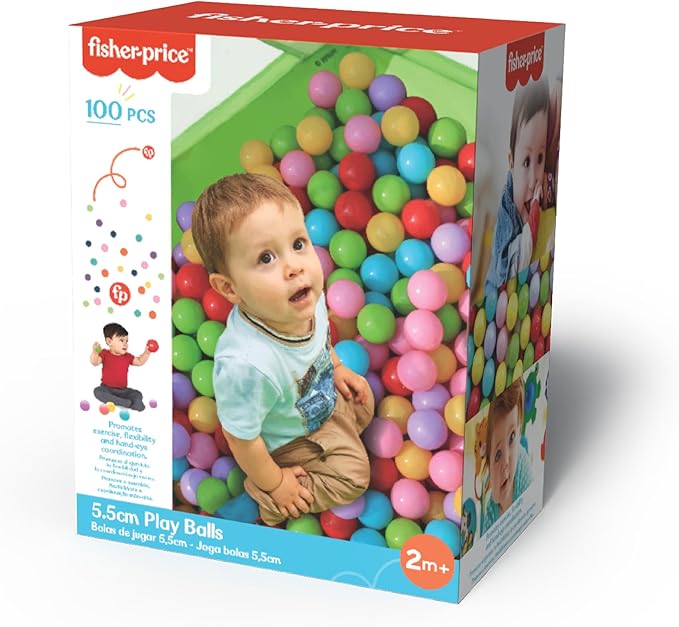 Fisher Price - Pack of 100 Multicoloured Balls - 6 Different Colours - Diameter 5.5 cm (Deqube 920D00176)