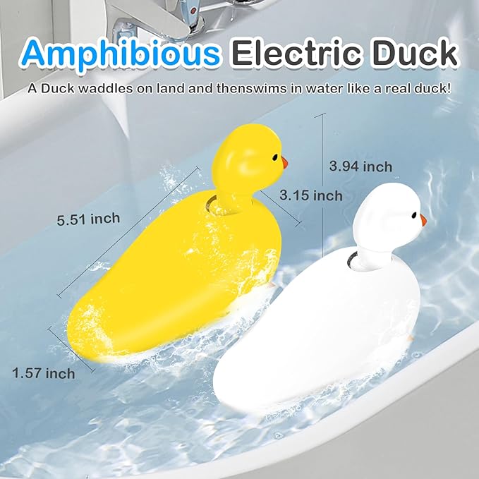 SOCBTNSO 2-Pack Duck Bathtub & Pool Toys - Realistic Walking Ducks | Waterproof Baby Bath Toys, Gift for Toddler Boys & Girls