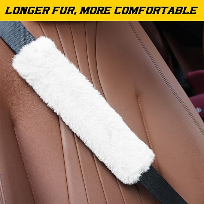 GAMPRO Car Seat Belt Pad Cover, 2-Pack Soft Car Safety Seat Belt Strap Shoulder Pad for Adults and Children, Suitable for Car Seat Belt, Backpack, Shoulder Bag (white)