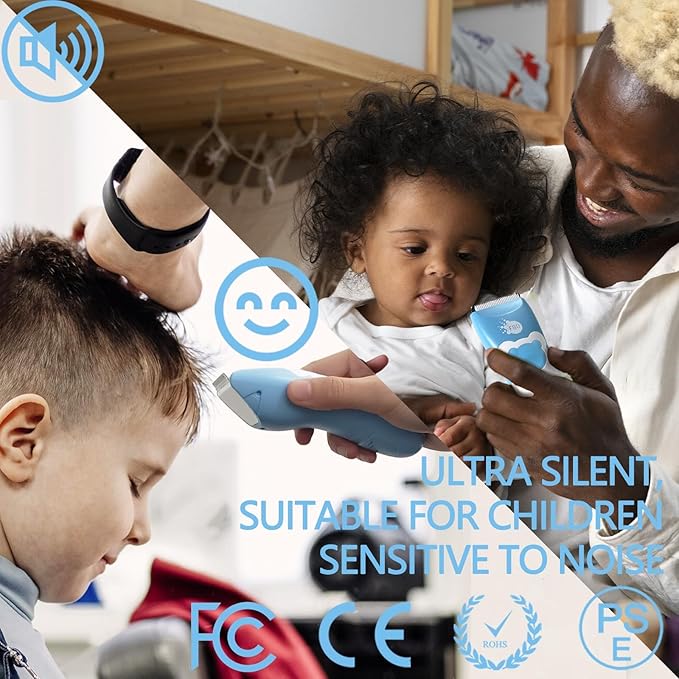 FBO Bear Baby Hair Clippers Pro Quiet Waterproof Painless for Infants & Toddlers
