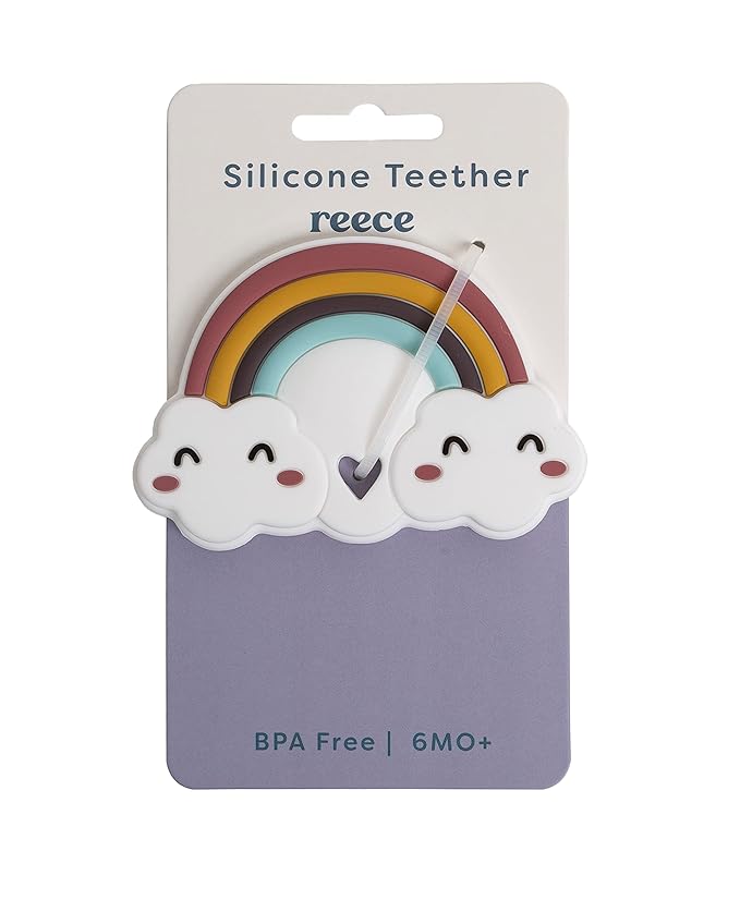 Reece Studio Rainbow Teether, Baby Travel Accessories, BPA Free Silicone Teething Toy, Easy to Hold Stroller Toy, Soothing Gums Infant Toy