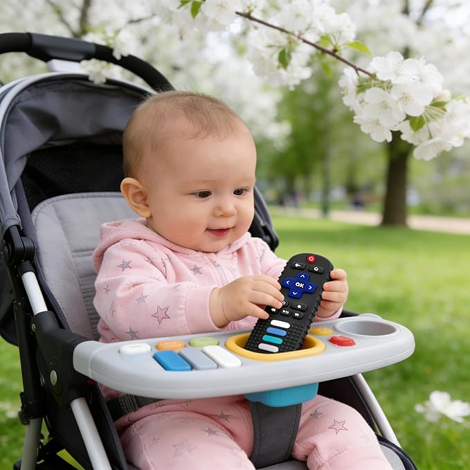 Silicone Baby Teething Toys,Teething Toys for Babies 3 6 18 24 Months,Baby Silicone Chew Toys,Remote Control Shape Teether Toys,BPA Free(N-Black)