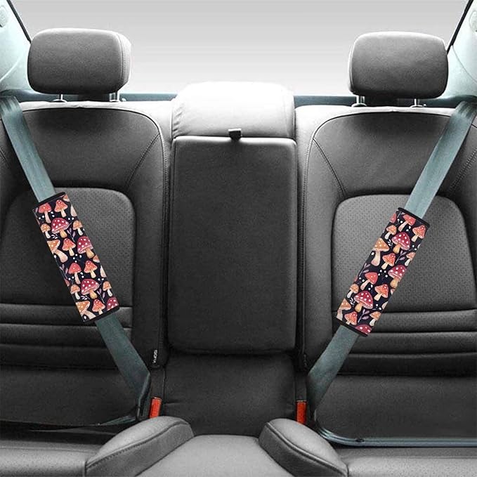 Auto Seat Belt Cover Safety Belt Protector Cushion Car Accessories Car Interior Decor Red Mushroom Pattern