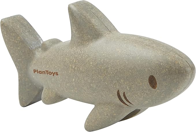 PlanToys® Wooden Shark Bath Toy | Montessori Inspired Water Toy for Imaginative & Creative Play | Eco-Friendly Animal Figure for Bath Time & Water Play