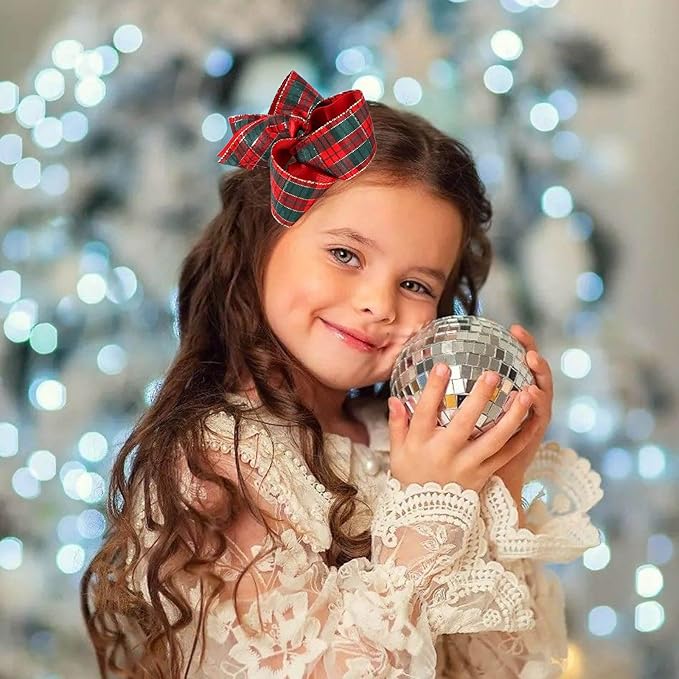 Oaoleer 2PCS Christmas Hair Bows for Girls, Red Plaid Bows Hair Alligator Clips Hair Barrettes for Baby Girls Infants Toddlers Kids Teens Children