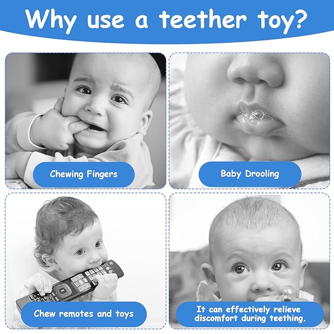 Aolso Baby Teether Toys, 2PCS Silicone Baby Teething Toys Phone Shape with 2PCS Pacifier Clip, Soft Teething Toys for Toddlers,Boys Girls Baby Chew Toys,Teethers for Babies 0-6 Months（Beige & Black）
