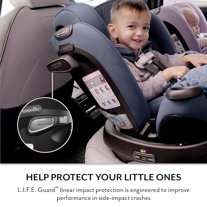 Evenflo Gold Revolve360 Extend All-in-One Rotating Car Seat with Green & Gentle Fabric (Emerald)