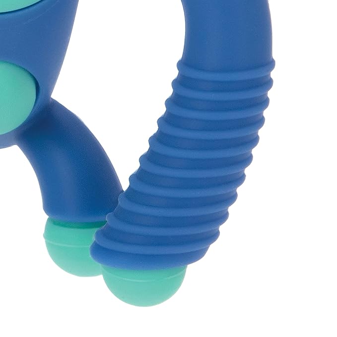Nuby Geo Zoos Massaging Teether - Baby Teething Toy - Soft Easy Grip - 3+ Months - Blue Gorilla - Easter Basket Stuffer
