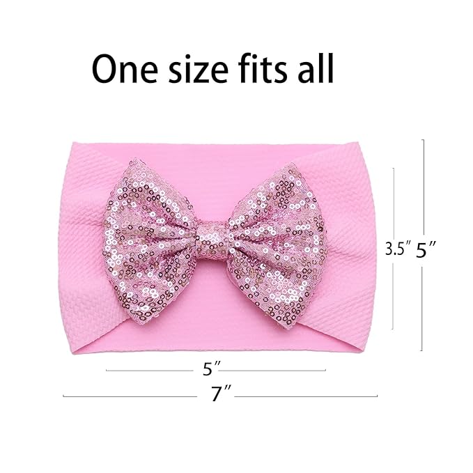 Baby Headbands, 2PCS Pink and Red Bows Polyester Hair Accessories for Baby Girls 0-6 Months, One Size Fits All, Valentine Gift