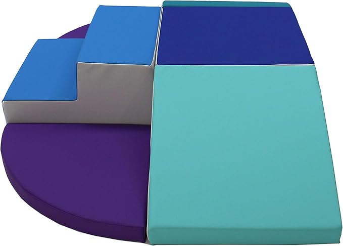 FDP SoftScape Playtime All Around Climber for Crawling Infants and Toddlers, Soft Foam Active Playset with Steps and Slides, Growing Minds and Motor Skills (6-Piece) - Contemporary/Purple, 13021-CTPU