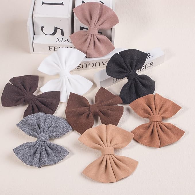 XIMA 30PCS Girls Hair Bows Clips Felt Woolen Hair Accessories Handmade Cotton Hair Bow for Toddler Girls Infants Kids and Teens 30Colors