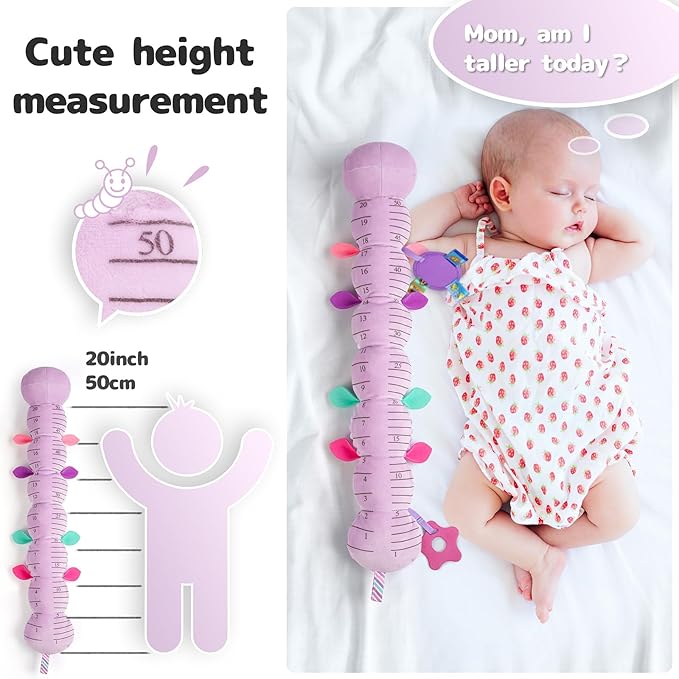 Sumobaby Infant Baby Musical Stuffed Animal Activity Soft Toys with Multi-Sensory Crinkle, Rattle and Textures, for Tummy Time 0-3-6-12 Months Girls, Caterpillar, Purple with Mirrow