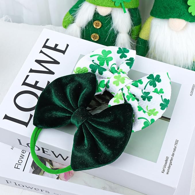 St. Patrick's Baby Headbands Bows Velvet Baby Girl Shamrock Bows Green Leaves Nylon Headbands Newborn Hair Bow Toddler Infant Kids Hair Accessories