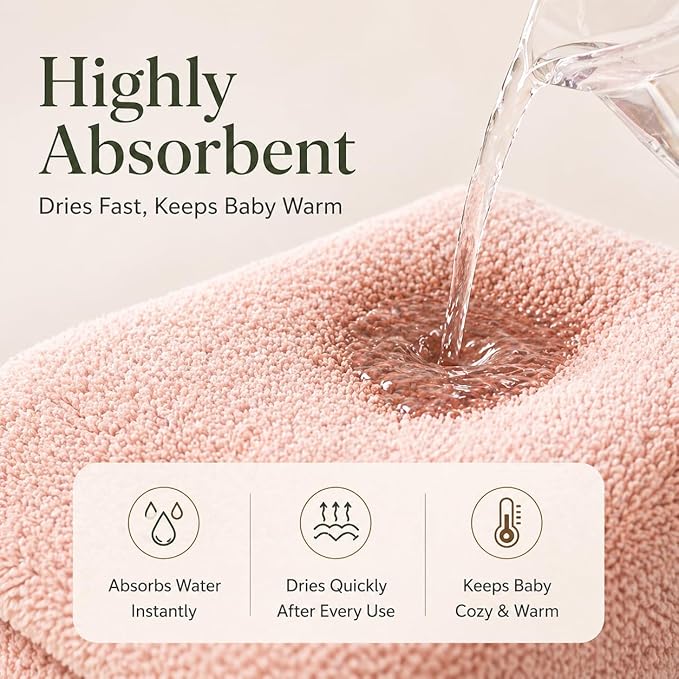 Turkish Organic Cotton Hooded Towels - Heritage Aegean Cotton, Organic Thick Bath Towels for Newborn, Best New Born Baby Girls Gift (Cozy Bunny, 30×30” — Petite Newborn Fit (0–12 Months))